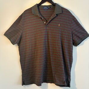 Ralph Lauren Men's Polo in Gray and Red Stripes